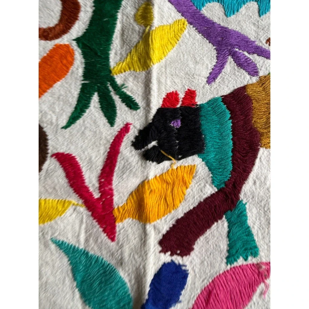 Vintage Otomi Tenango Hand Embroidered Textile Mexican Folk Art 35